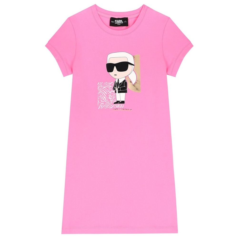 Karl Lagerfeld Kids' Pink Graphic T-Shirt Dress